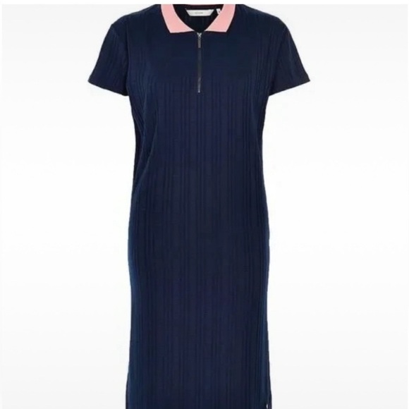 numph Dresses & Skirts - NUMPH Josepha Dress Evening Blue Athletic Tennis Size Small Ribbed Collared